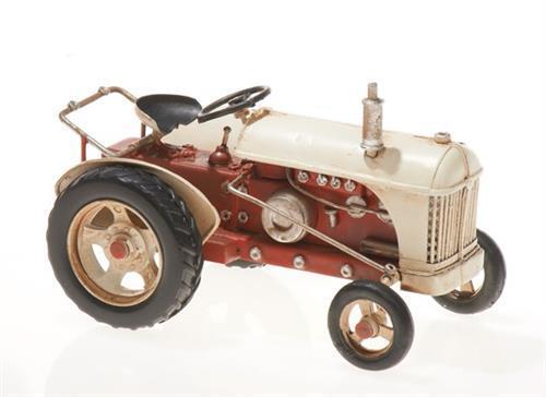 Blech-Traktor, rot/weiß, 16 x 10 x 9,5 cm