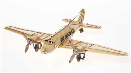 Blech-Passagierflugzeug, creme, 30 x 41 x 10,5 cm