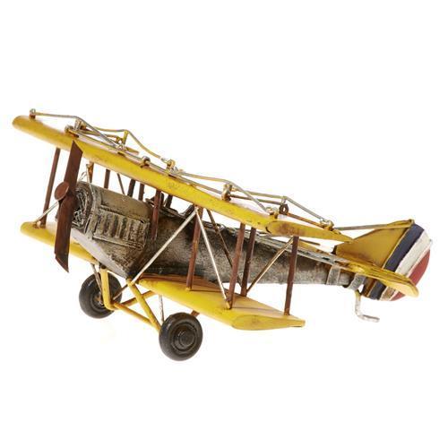 Blech-Flugzeug Doppeldecker gelb, 18 x 21 x 8 cm