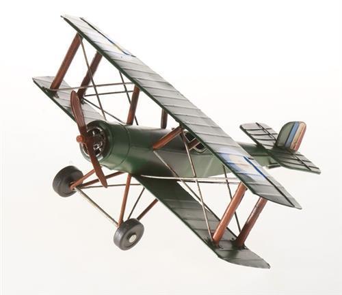 Blech-Flugzeug, Doppeldecker, grün, 32,5 x 32 x 14 cm