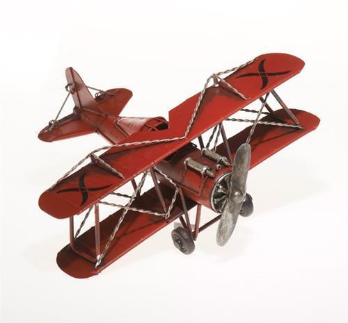 Blech-Flugzeug Doppeldecker rot, 18,5 x 21,5 x 7,5 cm
