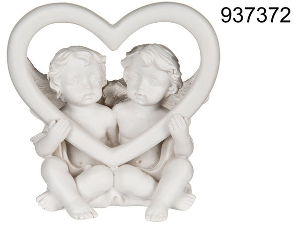 Sitzendes Polyresin-Engelpaar im Herz, ca. 8,5 x 6 cm EAN 4029811363759 12 Stück / Unterver
