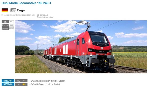 BR-159 240-1 Hybridlokomotive # Stadler EURODUAL, rot "DB Cargo" Analog-Version