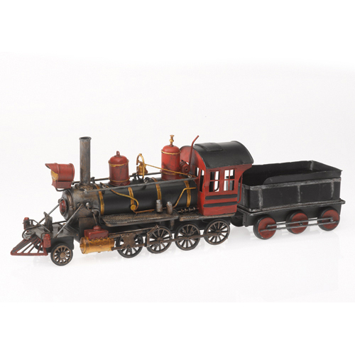 Blech Dampflokomotive, rot/schwarz mit Wagen 50 x 11 x 17 cm